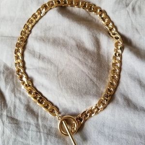 Necklace with T bar and Curb Chain